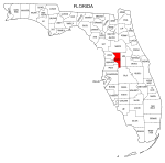Map of Florida highlighting Sumter county, pattern, stencil, template, svg.