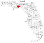 Map of Florida highlighting Wakulla county, pattern, stencil, template, svg.