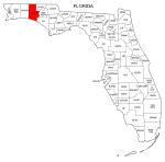 Map of Florida highlighting Walton county, pattern, stencil, template, svg.