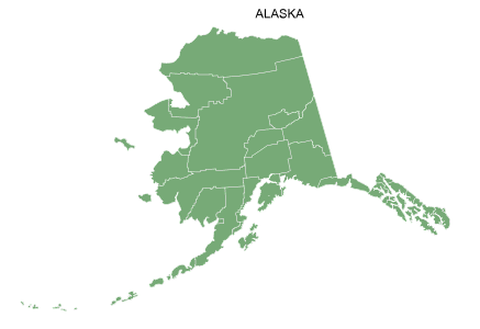 Free printable Alaska map with county lines, state, outline, printable, shape, template, download.