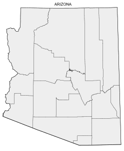 Free printable Arizona map with county lines, state, outline, printable, shape, template, download.
