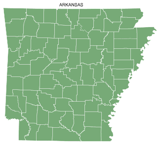 Free printable Arkansas map with county lines, state, outline, printable, shape, template, download.