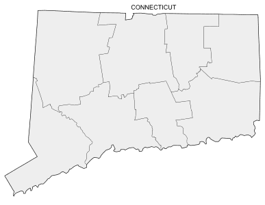 Free printable Connecticut map with county lines, state, outline, printable, shape, template, download.