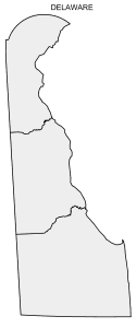 Free printable Delaware map with county lines, state, outline, printable, shape, template, download.