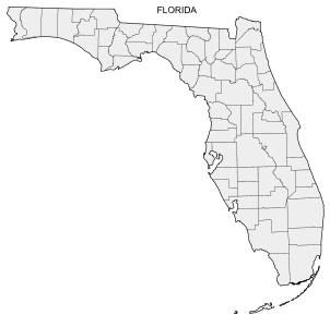 Free printable Florida map with county lines, state, outline, printable, shape, template, download.