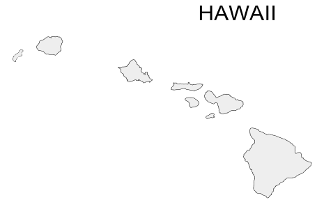 Free printable Hawaii map with county lines, state, outline, printable, shape, template, download.