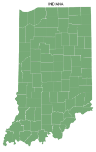 Free printable Indiana map with county lines, state, outline, printable, shape, template, download.