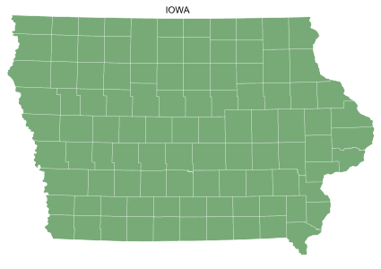 Free printable Iowa map with county lines, state, outline, printable, shape, template, download.