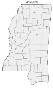 Free printable Mississippi map with county lines, state, outline, printable, shape, template, download.
