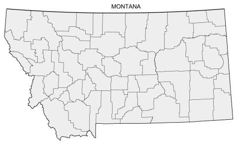 Free printable Montana map with county lines, state, outline, printable, shape, template, download.