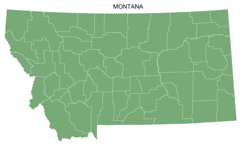 Free printable Montana map with county lines, state, outline, printable, shape, template, download.