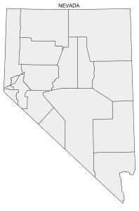 Free printable Nevada map with county lines, state, outline, printable, shape, template, download.