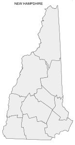 Free printable New Hampshire map with county lines, state, outline, printable, shape, template, download.