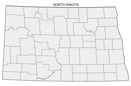 Free printable North Dakota map with county lines, state, outline, printable, shape, template, download.