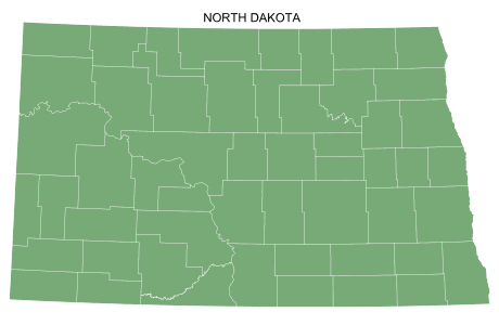 Free printable North Dakota map with county lines, state, outline, printable, shape, template, download.