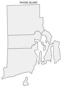 Free printable Rhode Island map with county lines, state, outline, printable, shape, template, download.