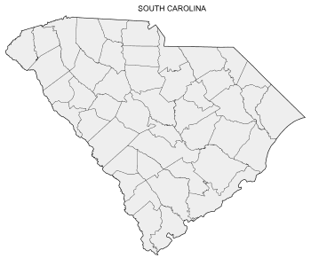 Free printable South Carolina map with county lines, state, outline, printable, shape, template, download.