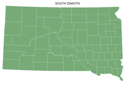 Free printable South Dakota map with county lines, state, outline, printable, shape, template, download.