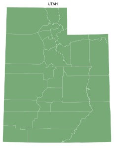 Free printable Utah map with county lines, state, outline, printable, shape, template, download.