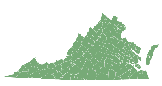 Free printable Virginia map with county lines, state, outline, printable, shape, template, download.