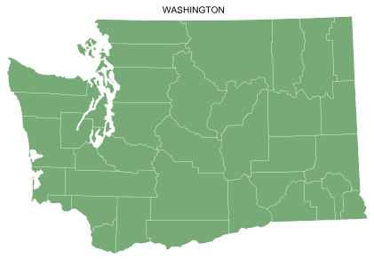Free printable Washington map with county lines, state, outline, printable, shape, template, download.