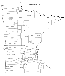 Free printable Minnesota map with county lines, state, outline, printable, shape, template, download.
