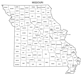 Free printable Missouri map with county lines, state, outline, printable, shape, template, download.