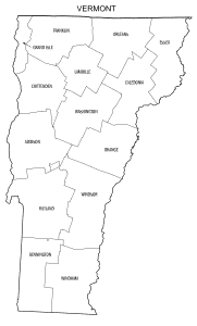 Free printable Vermont map with county lines, state, outline, printable, shape, template, download.