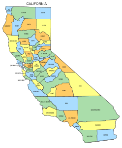 Free California county map, state, printable, outline, county lines, shape, template, download.