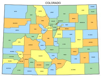 Free Colorado county map, state, printable, outline, county lines, shape, template, download.