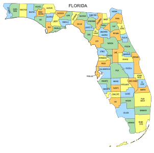 Free Florida county map, state, printable, outline, county lines, shape, template, download.