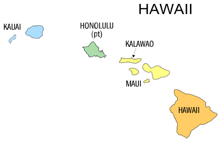Free Hawaii county map, state, printable, outline, county lines, shape, template, download.