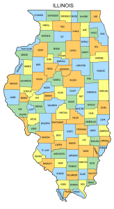 Free Illinois county map, state, printable, outline, county lines, shape, template, download.
