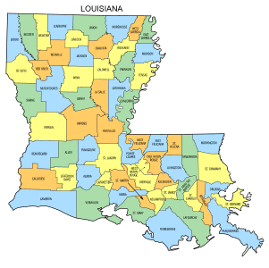 Free Louisiana county map, state, printable, outline, county lines, shape, template, download.