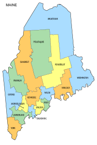 Free Maine county map, state, printable, outline, county lines, shape, template, download.