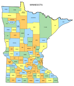 Free Minnesota county map, state, printable, outline, county lines, shape, template, download.