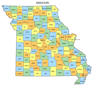 Free Missouri county map, state, printable, outline, county lines, shape, template, download.