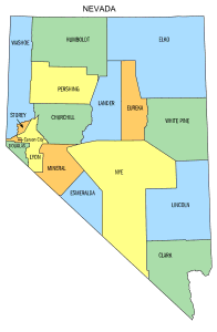 Free Nevada county map, state, printable, outline, county lines, shape, template, download.