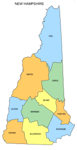 Free New Hampshire county map, state, printable, outline, county lines, shape, template, download.