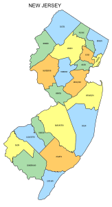 Free New Jersey county map, state, printable, outline, county lines, shape, template, download.