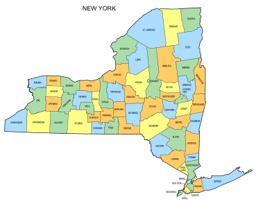 Free New York county map, state, printable, outline, county lines, shape, template, download.
