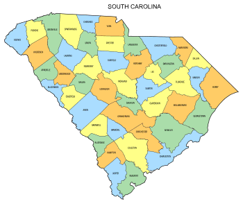 Free South Carolina county map, state, printable, outline, county lines, shape, template, download.