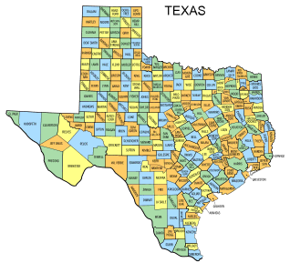 Free Texas county map, state, printable, outline, county lines, shape, template, download.
