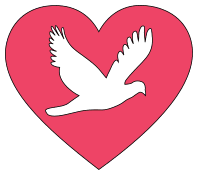 Heart love dove stencil. Free, printable, Valentine’s Day, heart, Valentine, pattern, stencil, template, vector, svg, print, download, clipart, design.