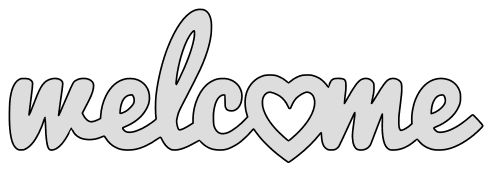 Free welcome (heart). word art pattern stencil template design print download coloring page vector svg scroll saw vinyl silhouette cricut cutting machines.