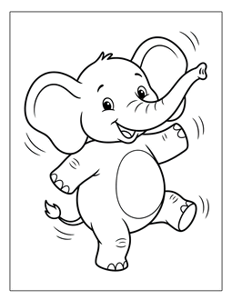 12. Printable elephant dancing coloring sheet. Elephant coloring page, elephant coloring sheets, color, coloring page, coloring, page, sheet, elephant, printable, free, book, pictures to color, easy, children, adult, print, download, pdf.
