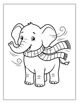 15. Printable elephant with a scarf coloring sheet. Elephant coloring page, elephant coloring sheets, color, coloring page, coloring, page, sheet, elephant, printable, free, book, pictures to color, easy, children, adult, print, download, pdf.