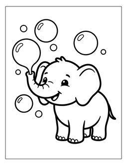 7. Elephant blowing bubbles coloring page. Elephant coloring page, elephant coloring sheets, color, coloring page, coloring, page, sheet, elephant, printable, free, book, pictures to color, easy, children, adult, print, download, pdf.