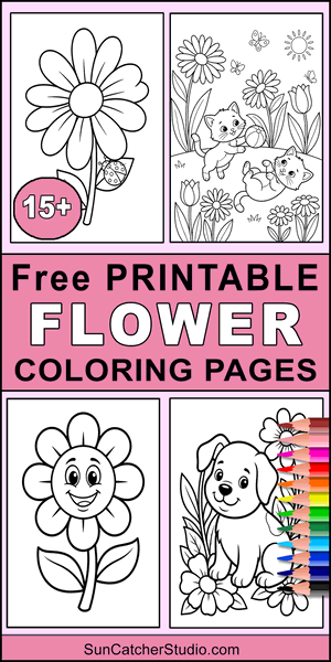 Flower coloring page, flower coloring sheets, color, coloring page, sheet, printable, free, DIY, book, pictures to color, easy, children, adult, print, download, pdf.