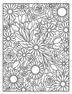 17. Flowers coloring page for adults. Flowers coloring page, flowers coloring sheet, color, coloring page, flowers, printable, free, book, pictures to color, print, download, pdf.
